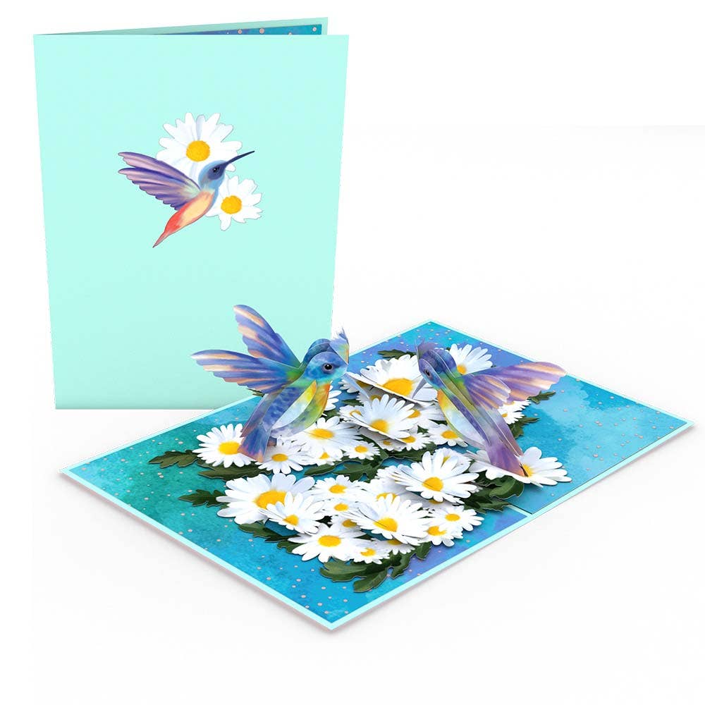 Daisy Patch Hummingbirds 5''x7'' Card, Flower, Pop-up card