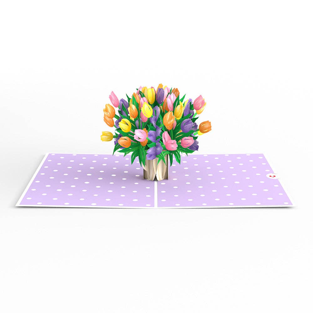 Tulips Pop-Up Cards 5x7", Flower Vase, Handmade