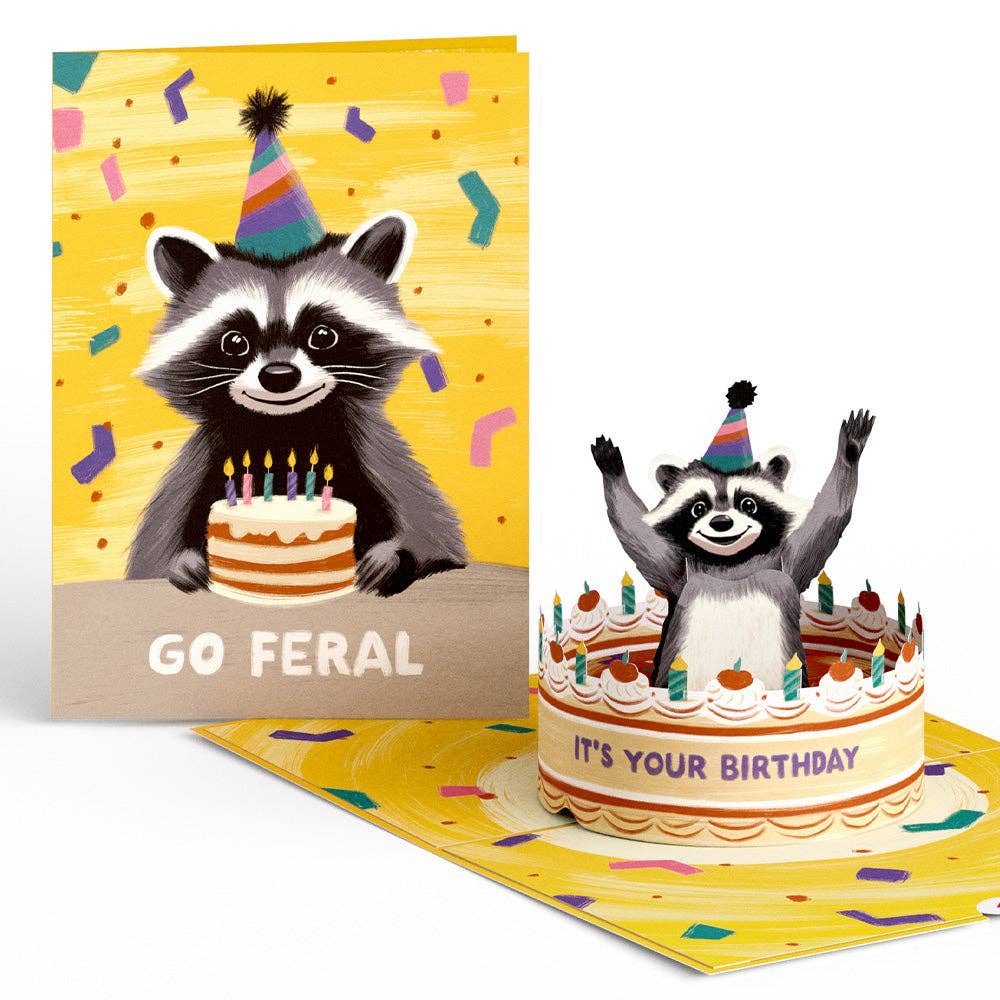 5x7" Go Feral Raccoon Birthday Pop-Up Card