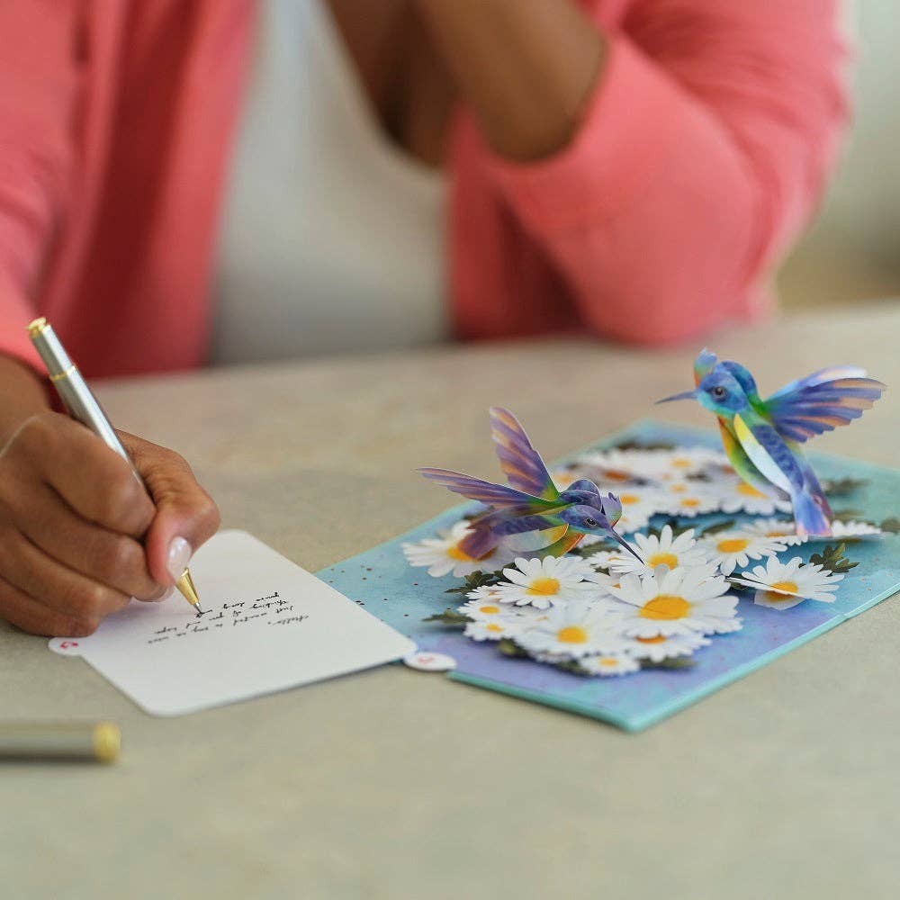 Daisy Patch Hummingbirds 5''x7'' Card, Flower, Pop-up card