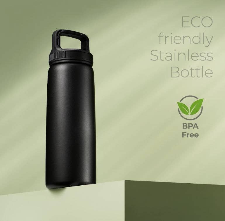 Insulated Water Bottle, 25 oz. With Three Lids