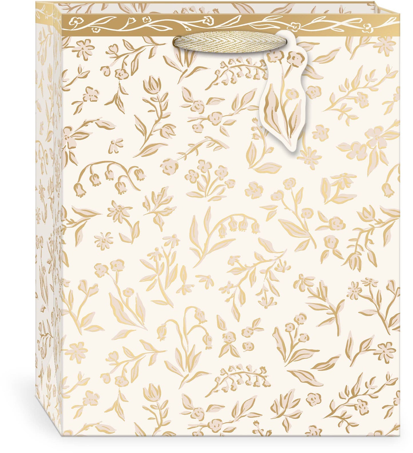 Gold Flora Large Vertical Bag 11" X 4.75" X 13.75".
