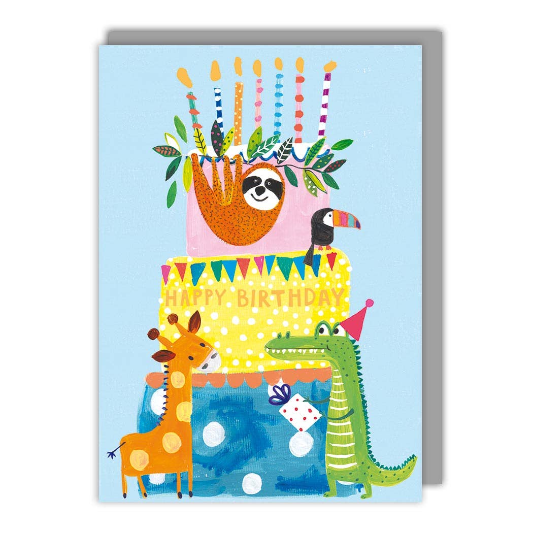 Animals and Cake Birthday Card