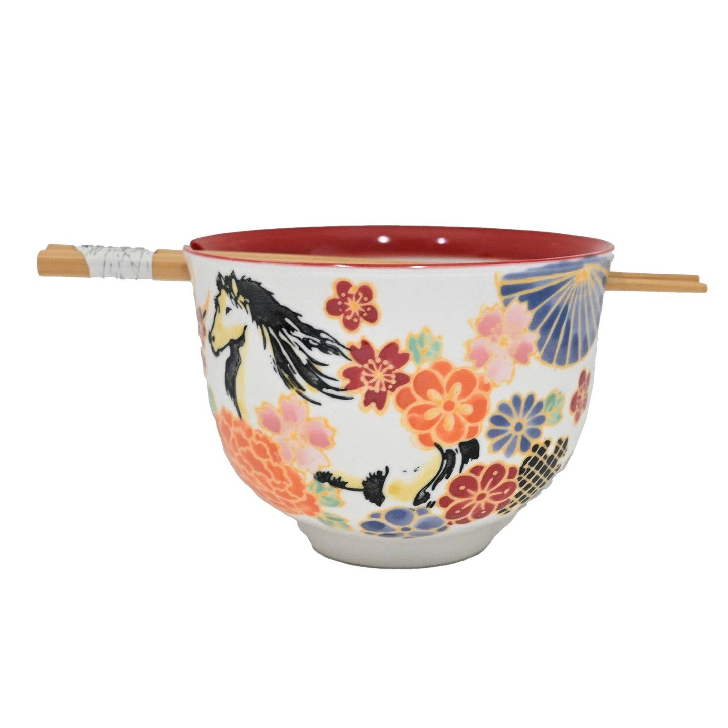 18oz 5"D Donburi Bowl With Chopsticks Set Horse (4/16)