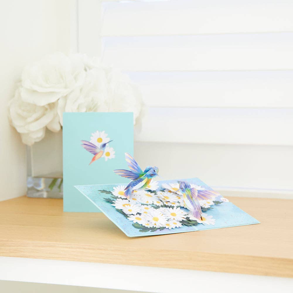 Daisy Patch Hummingbirds 5''x7'' Card, Flower, Pop-up card