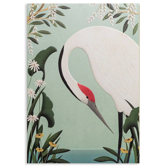 WHITE CRANE BLANK GREETING CARD 4.25 x 5.5"