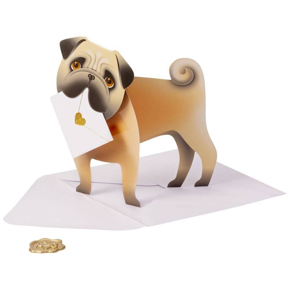 Pug with Letter Blank Card