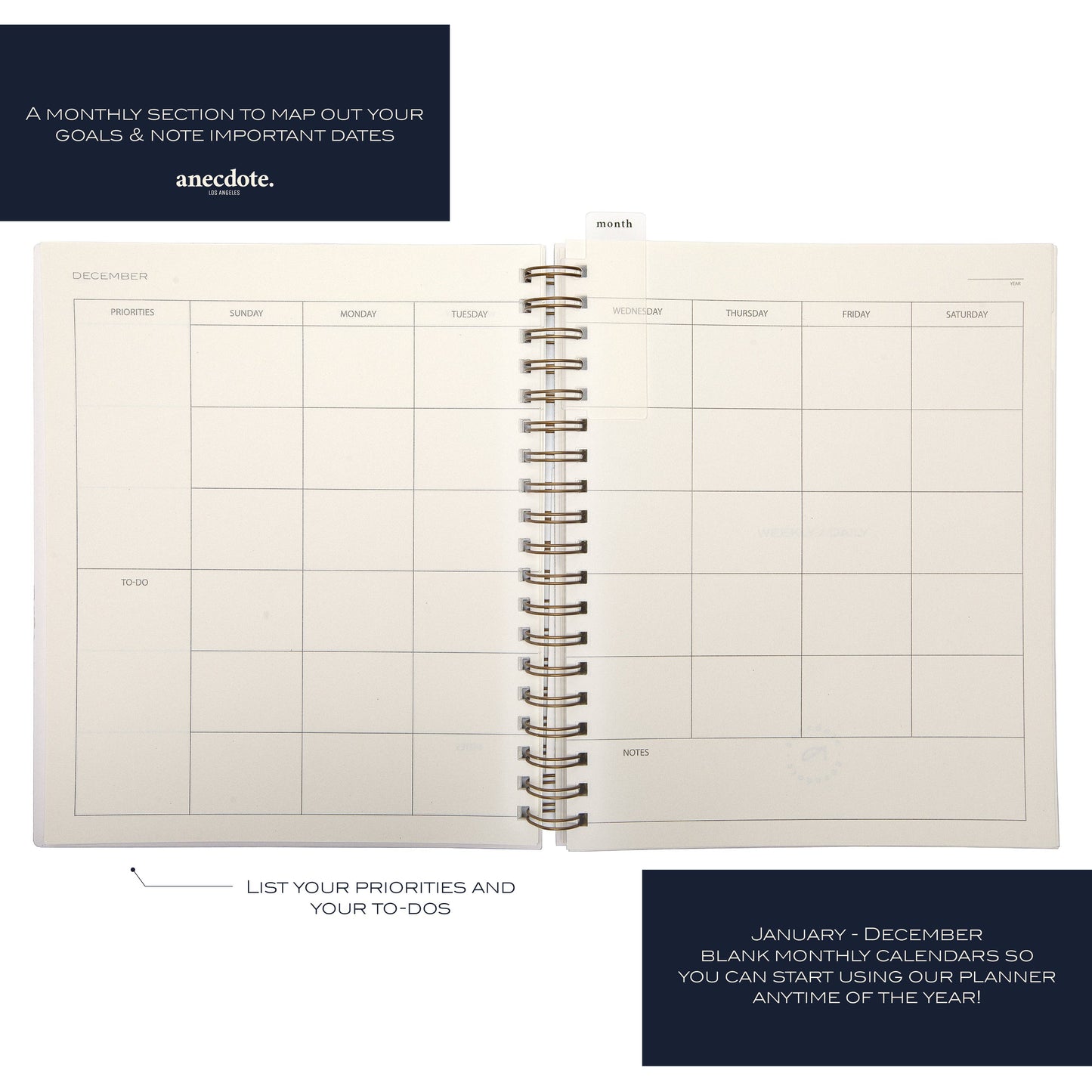 The Yearly Planner -Undated 52 week planner - Spiral Bound