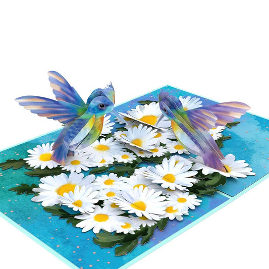 Daisy Patch Hummingbirds 5''x7'' Card, Flower, Pop-up card