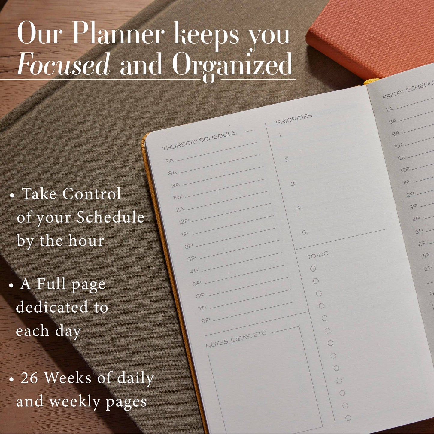 The Daily Planner - Hardcover with Library Buckram Cover