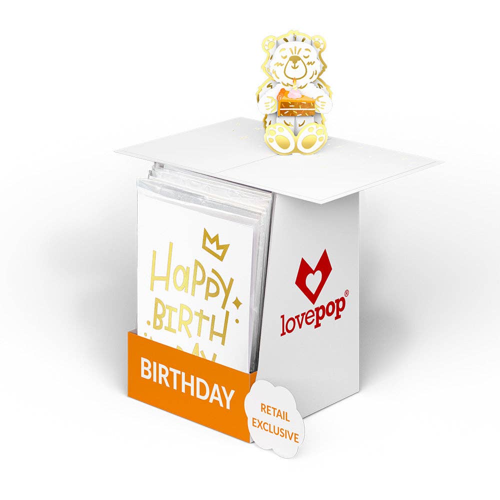 Birthday Cake Bear 12-Pack: Tinypop Card 2 x 2.8"