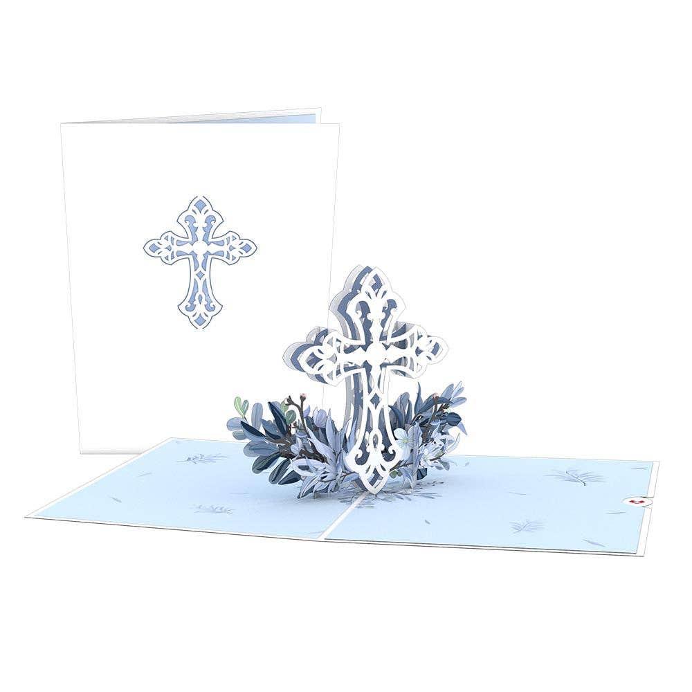 Blue Floral Cross 5''x7'' Pop-Up Card (-62%)