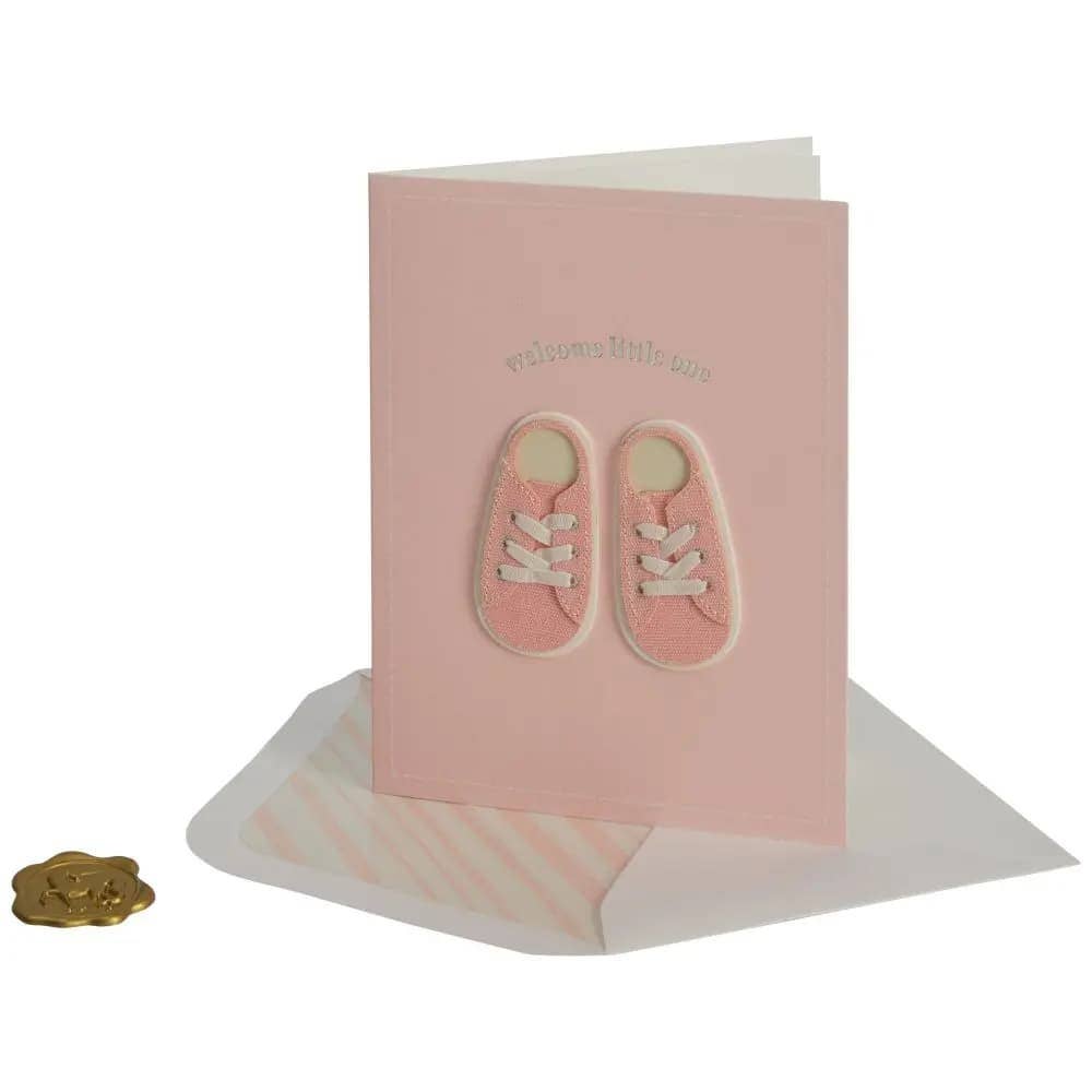Pink Sneakers Baby Card