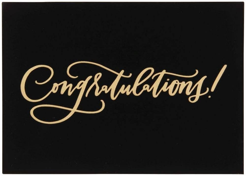 Gold Lettering with Black Flocking Congratulations Card