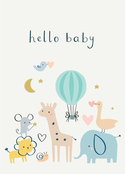 GIRAFFE NEW BABY GREETING CARD 4.5 x 6.25"