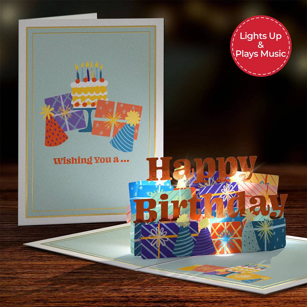 Wishing You a Happy Birthday Music and Lights Card 5x7"