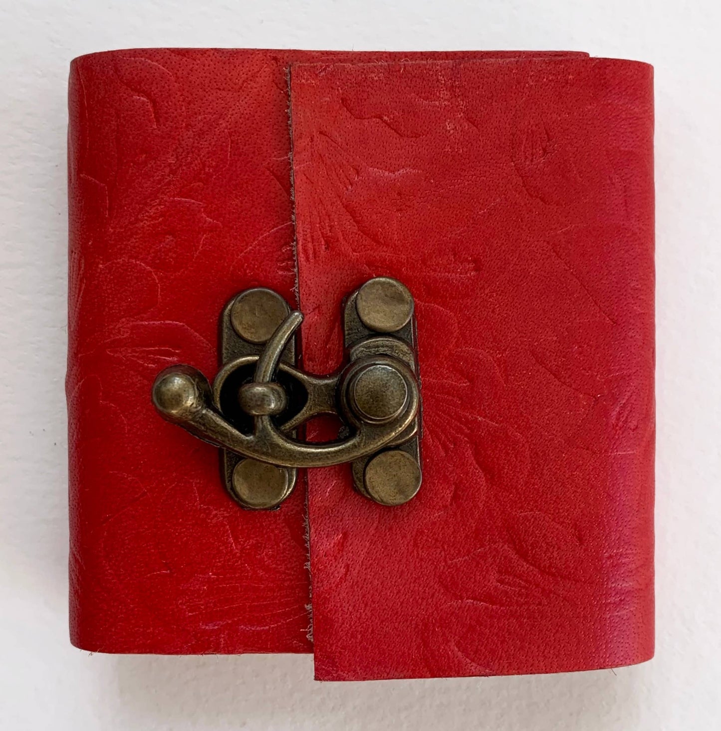 Red Embossed mini journal ~ 3" x 3"
