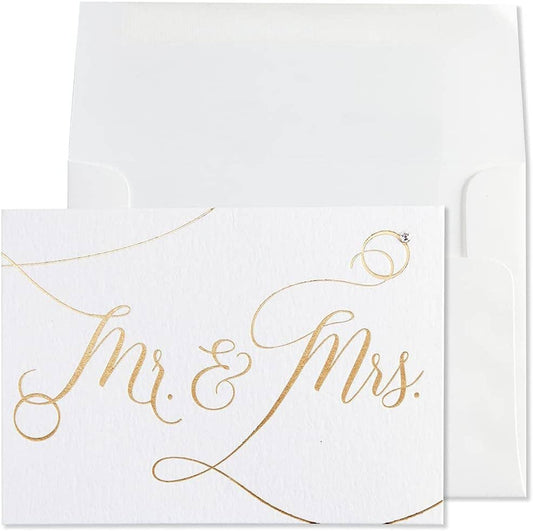 Mr And Mrs With Ring Wedding Card