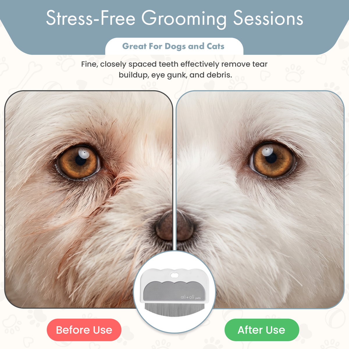 Ali+Oli Pets Eye & Face Grooming Comb for Dogs & Cats