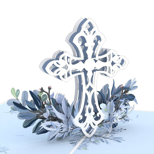 Blue Floral Cross 5''x7'' Pop-Up Card (-62%)