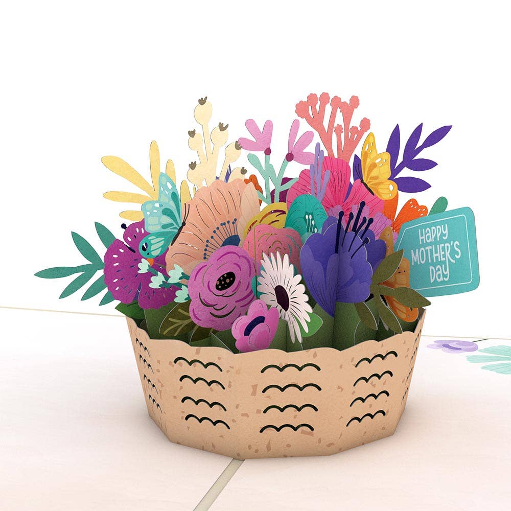 Mother's Day Basket Card, 5x7" Pop-up card, Flower (-62%)
