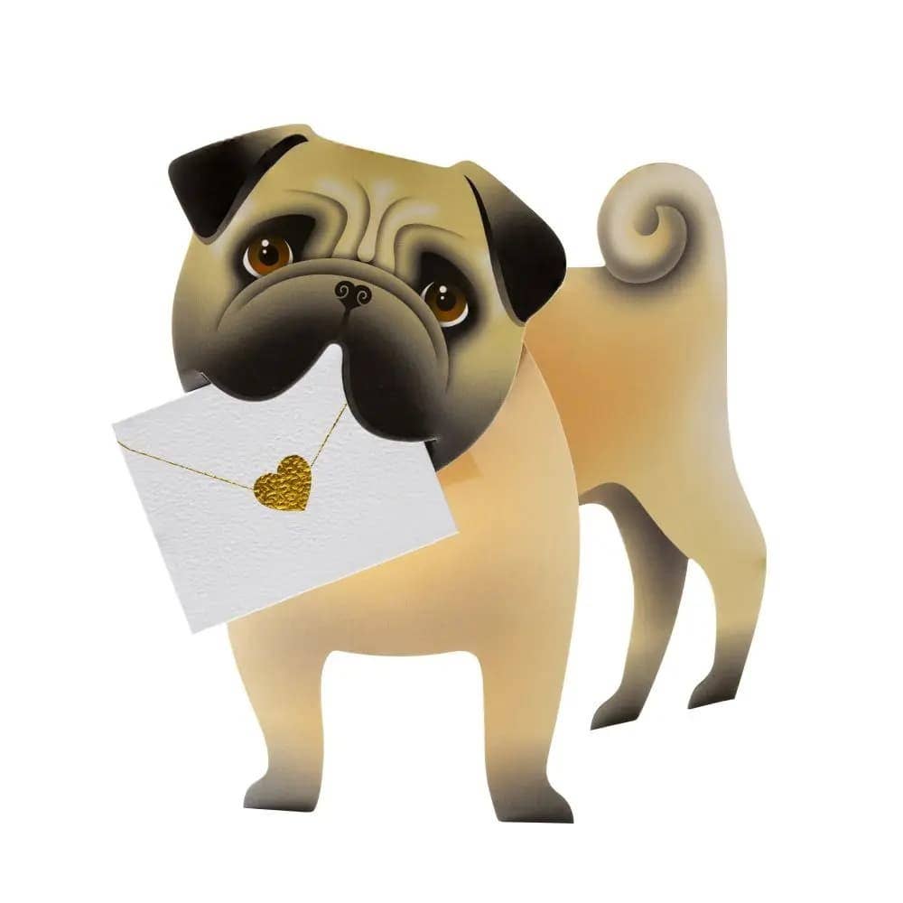 Pug with Letter Blank Card