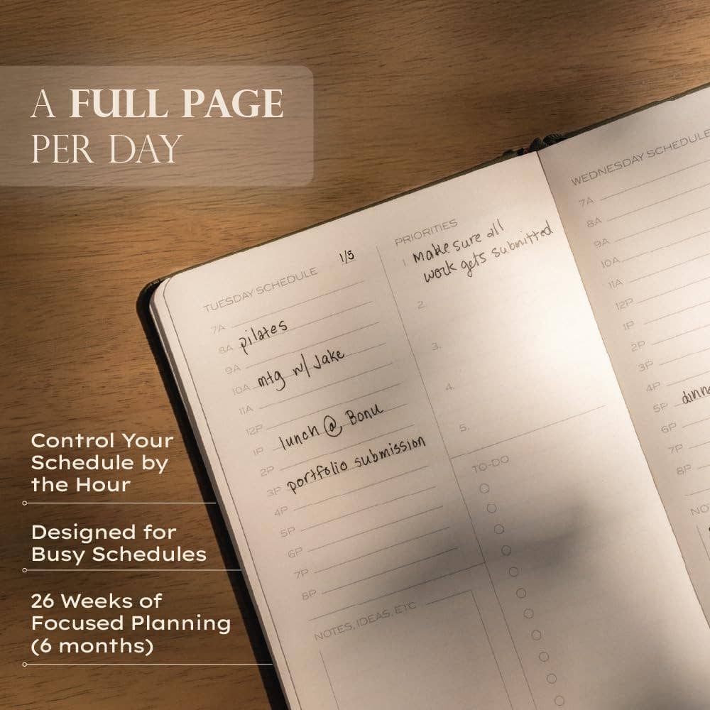 The Daily Planner - Hardcover with Library Buckram Cover