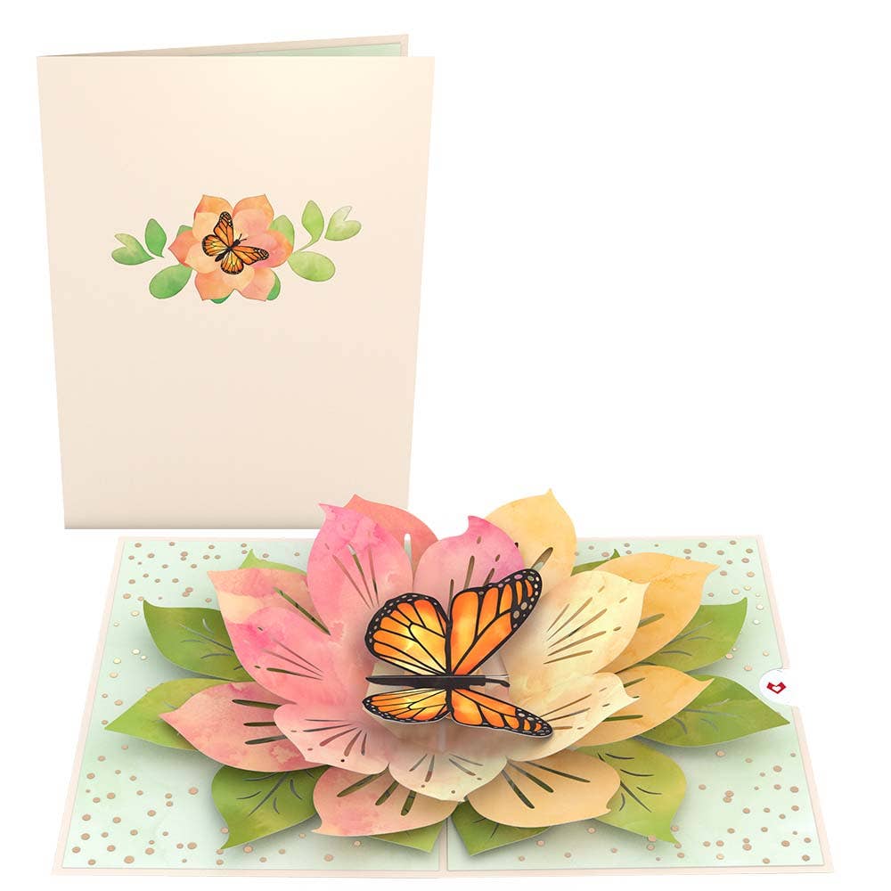 Monarch Butterfly Bloom Card, 5x7" Pop-Up Cards