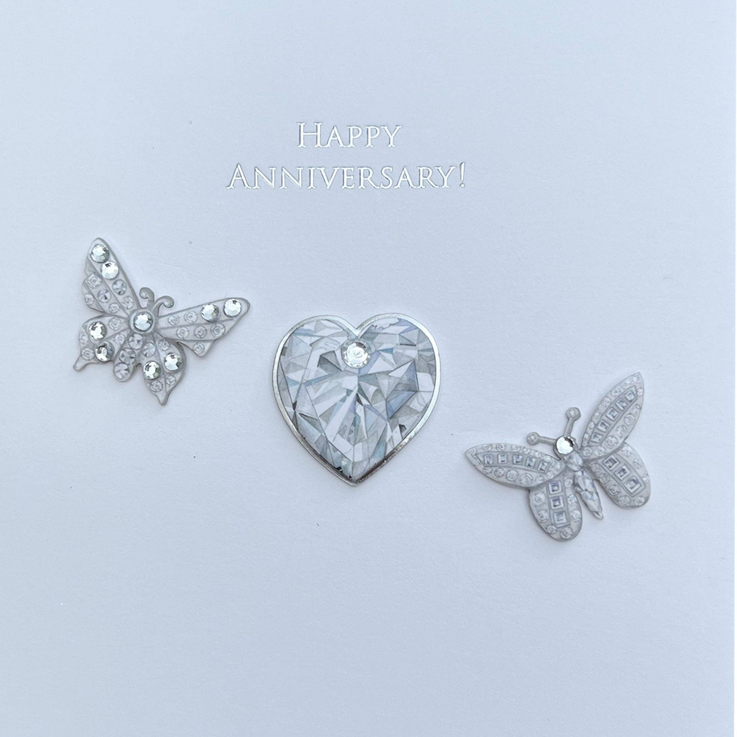 Crystal Heart & Butterflies Anniversary Card