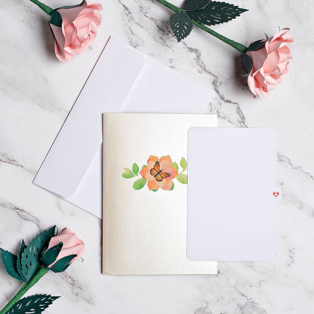 Monarch Butterfly Bloom Card, 5x7" Pop-Up Cards