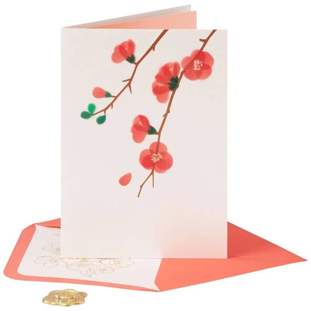 Vellum Quince Branches Blank Card