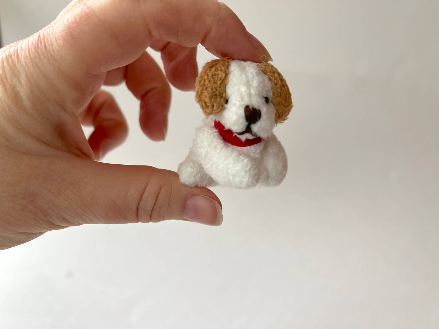Miniature Plush PuppyDog for Dollhouse or Bag Keychain Charm