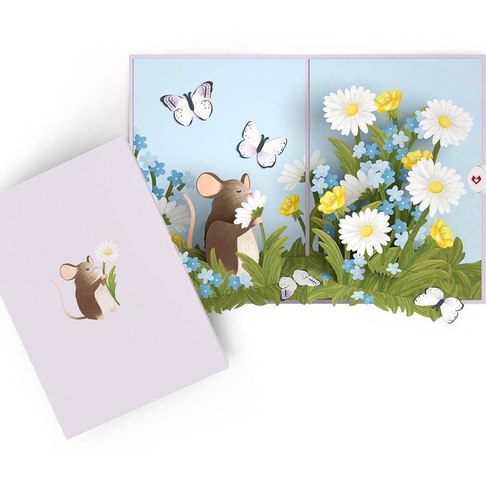 Field Mouse in the Flowers Pop-Up Card 5x7"