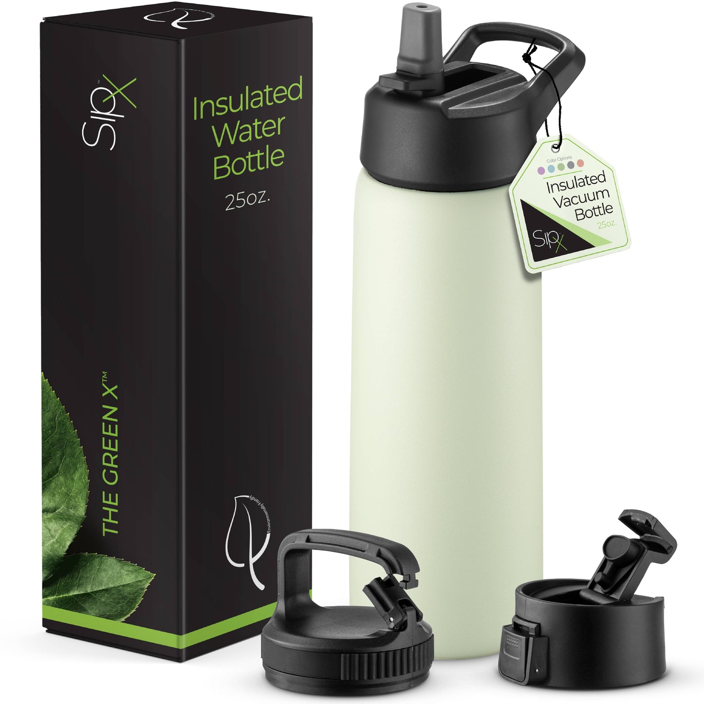 Insulated Water Bottle, 25 oz. With Three Lids