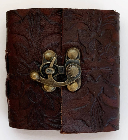 Brown Embossed mini journal ~ 3" x 3"