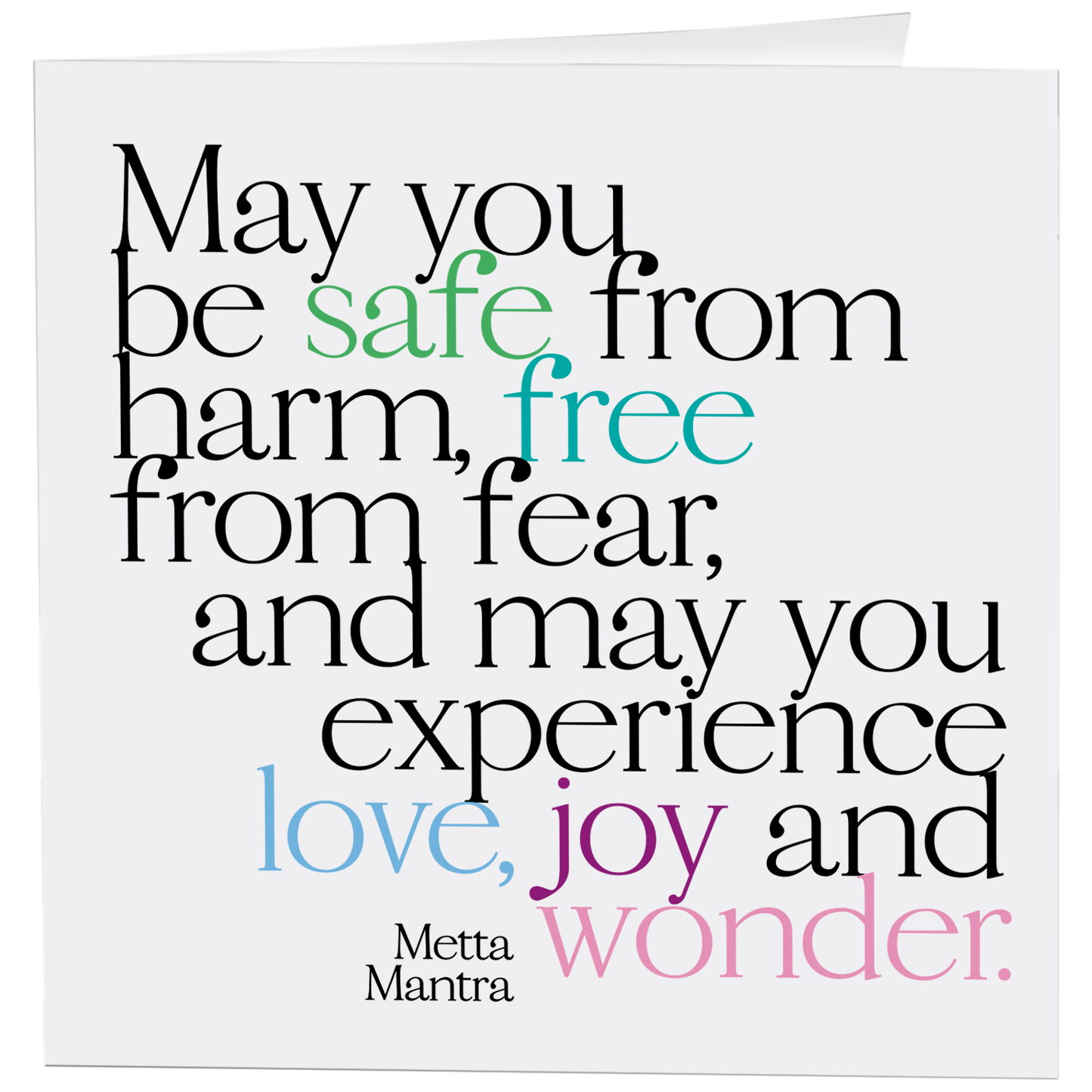 Greeting Card "May You Be Safe From Harm" Inspirational Card