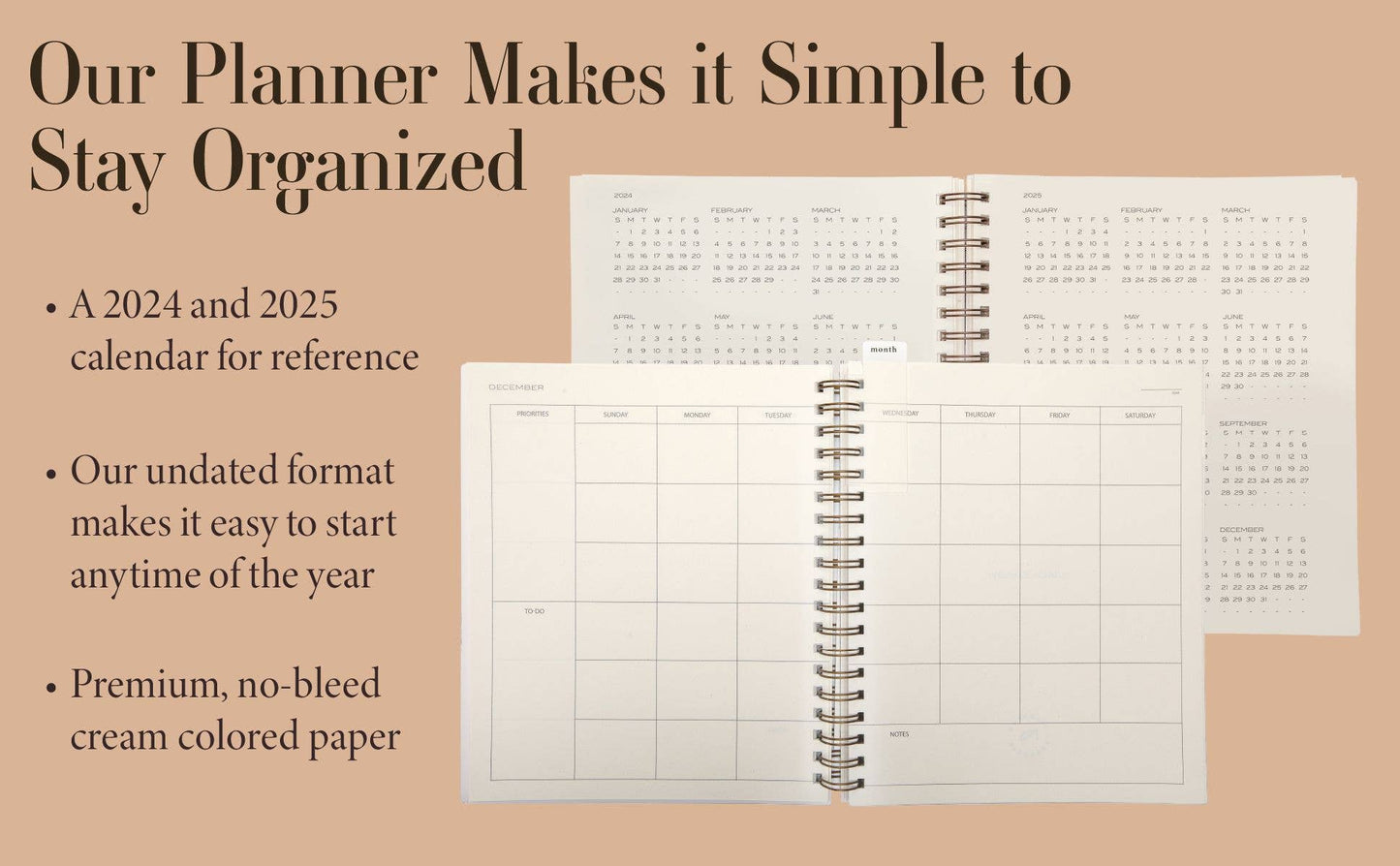 The Yearly Planner -Undated 52 week planner - Spiral Bound