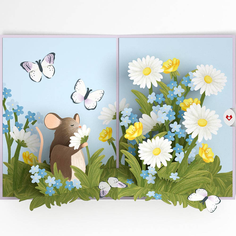 Field Mouse in the Flowers Pop-Up Card 5x7"
