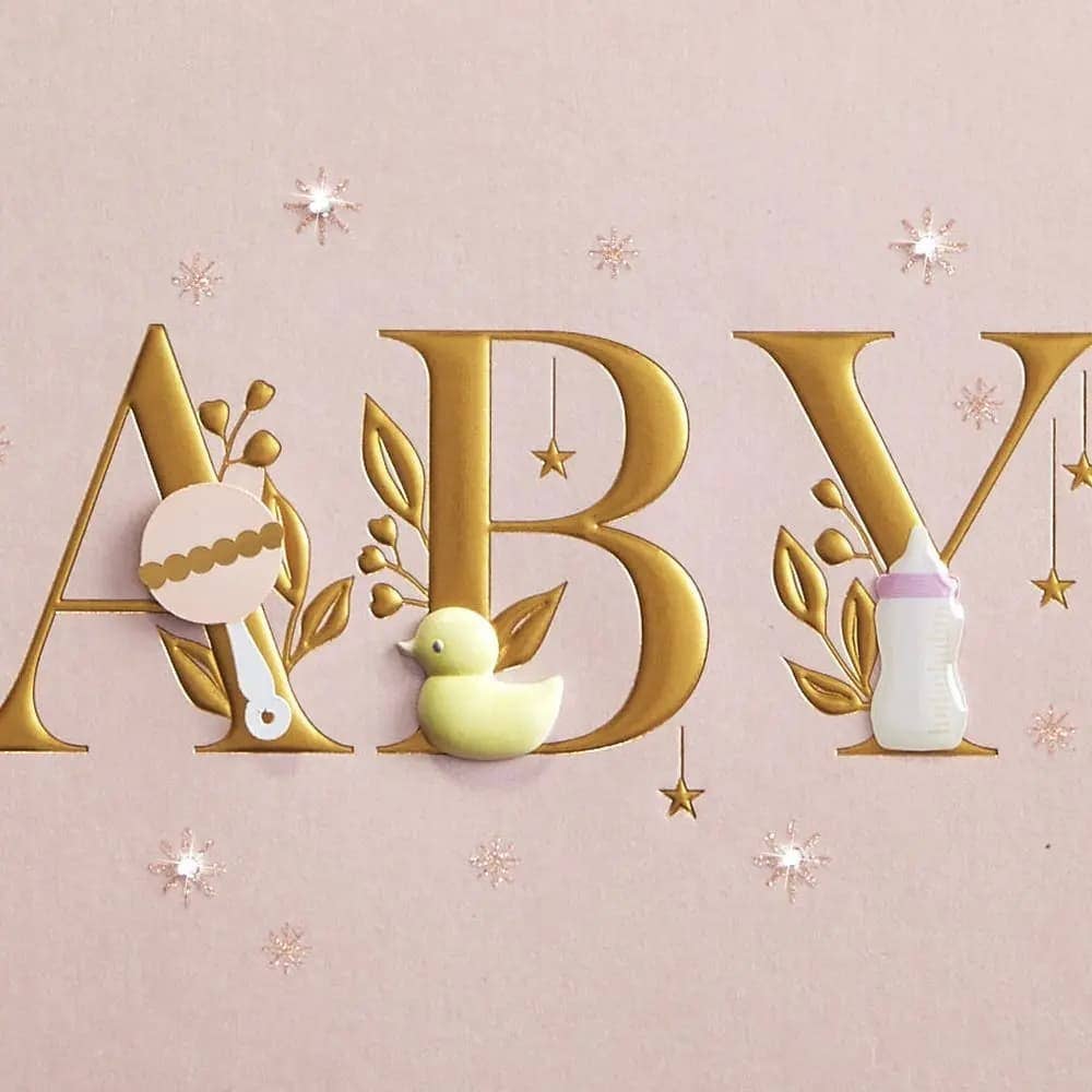 Baby Lettering Girl Baby Card