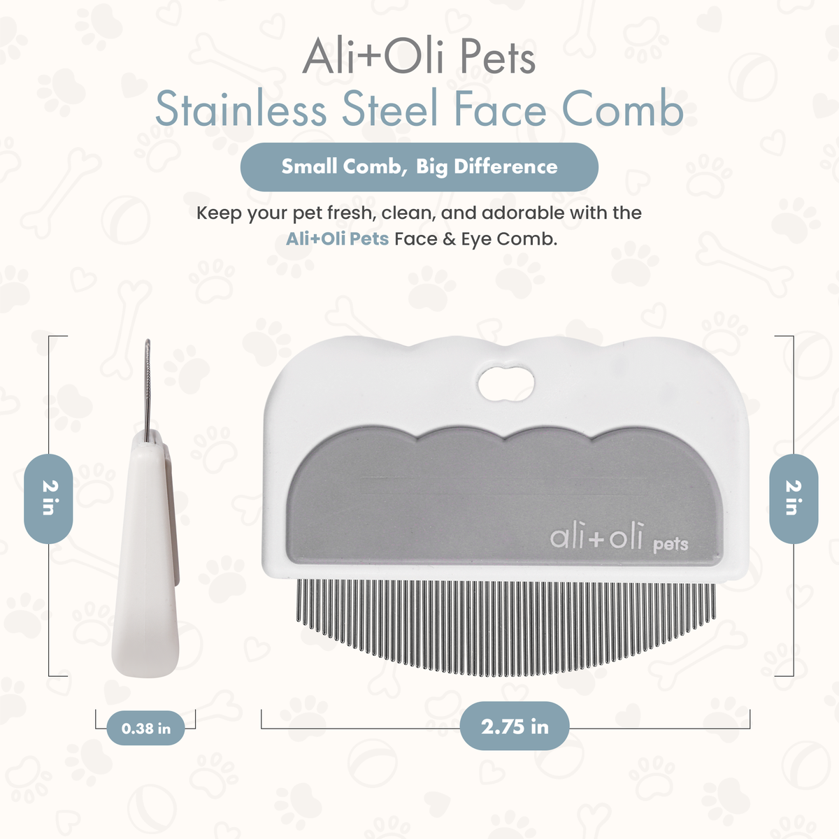 Ali+Oli Pets Eye & Face Grooming Comb for Dogs & Cats