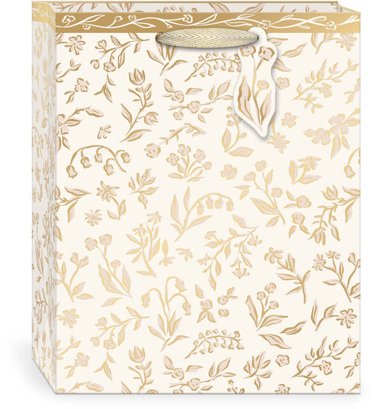 Gold Flora Large Vertical Bag 11" X 4.75" X 13.75".