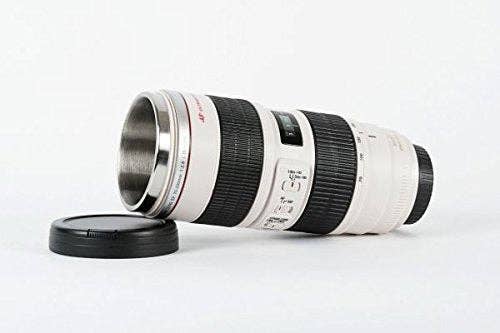 Stainless Steel Camera Lens Mug - White