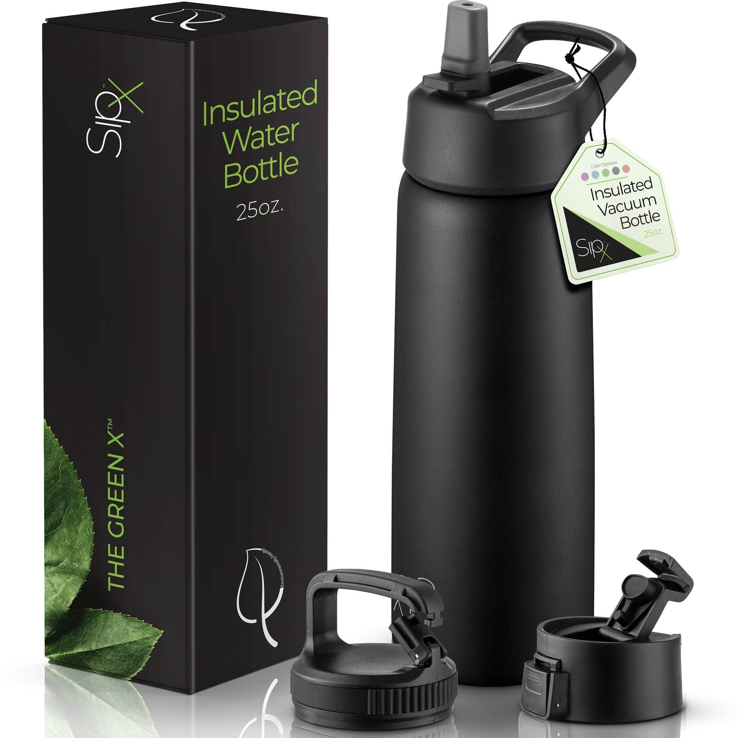 Insulated Water Bottle, 25 oz. With Three Lids