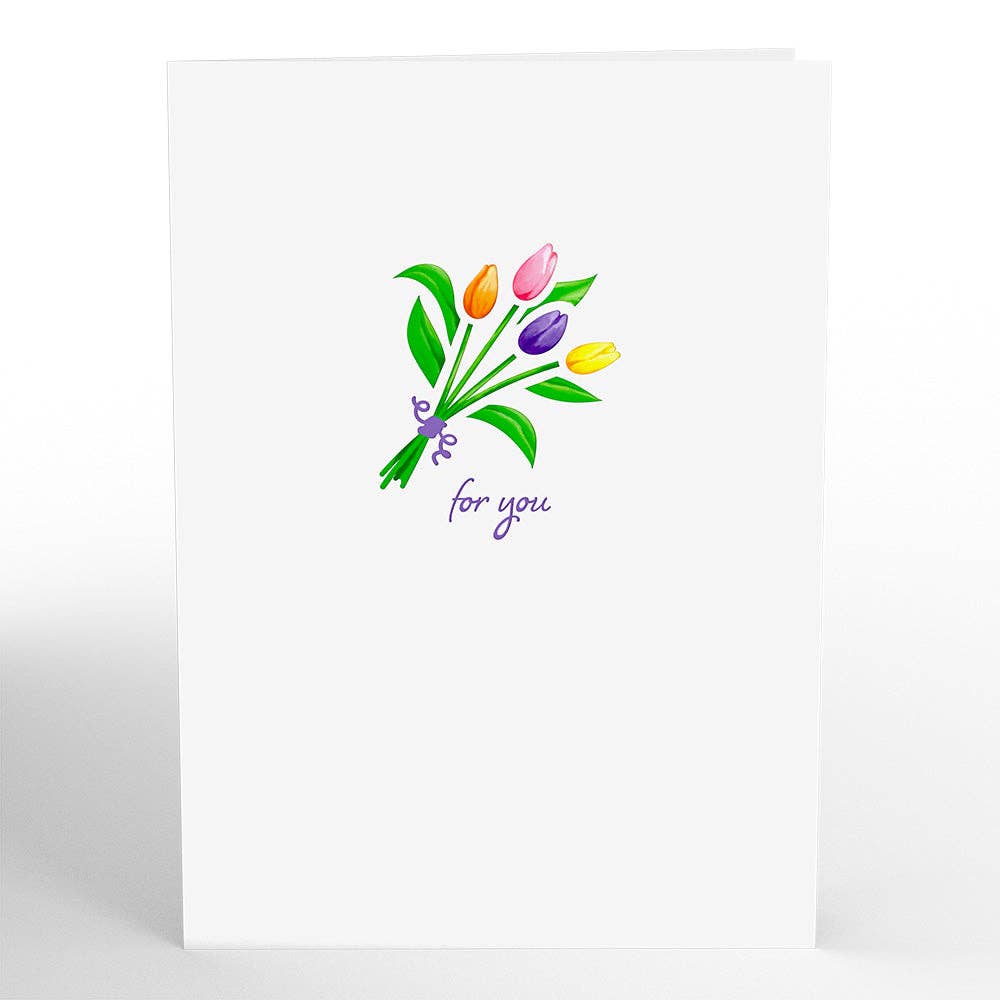 Tulips Pop-Up Cards 5x7", Flower Vase, Handmade