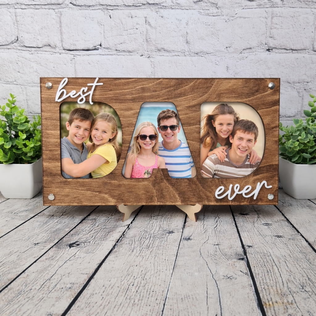 Best Dad Ever 3-Photo Picture Frame