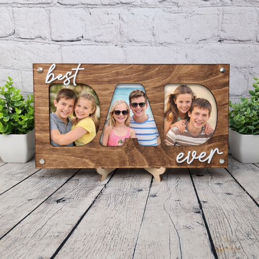 Best Dad Ever 3-Photo Picture Frame