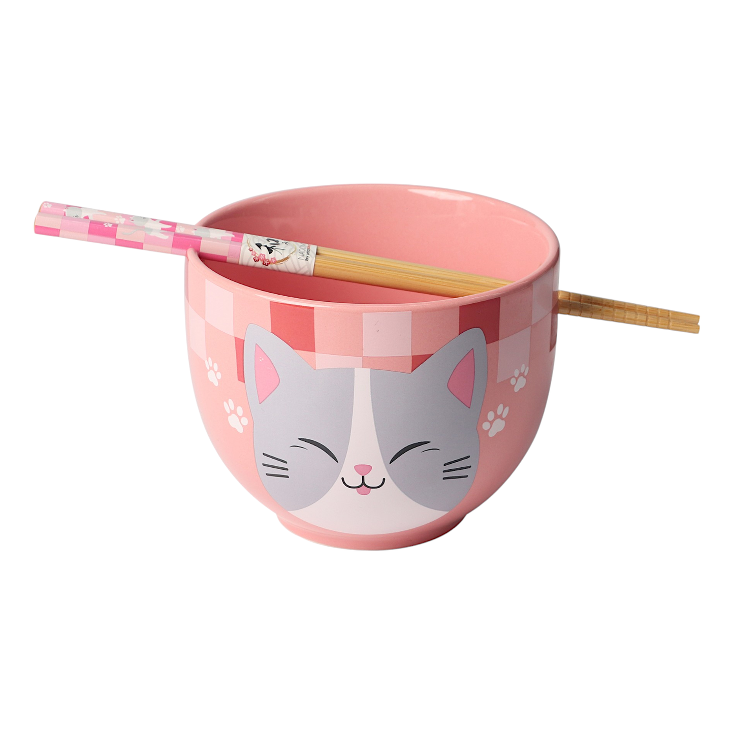 18oz 5"D Donburi Bowl With Chopsticks Set Neko Friends Pink (4/16)