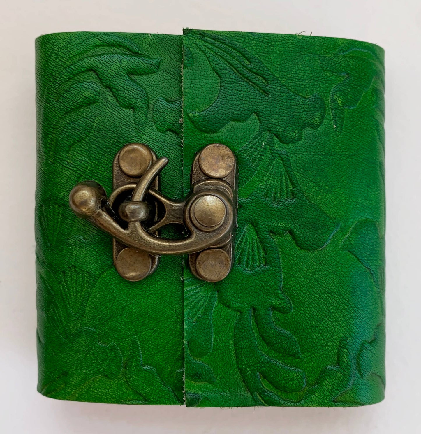 Green Embossed mini journal ~ 3" x 3"