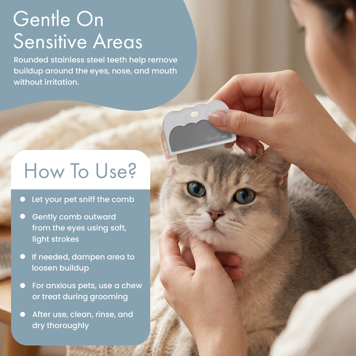 Ali+Oli Pets Eye & Face Grooming Comb for Dogs & Cats