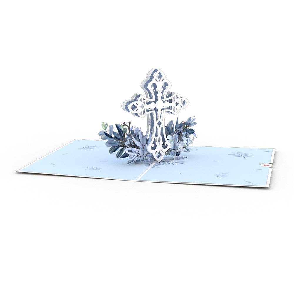 Blue Floral Cross 5''x7'' Pop-Up Card (-62%)